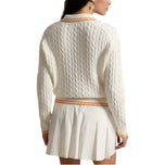 RLX Ralph Lauren Women's Cable Knit Pullover  - White Splash Multi