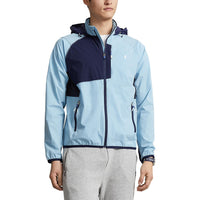 Polo Performance Ralph Lauren Packbares wasserabweisendes Kapuzengolfjacke - Puderblau