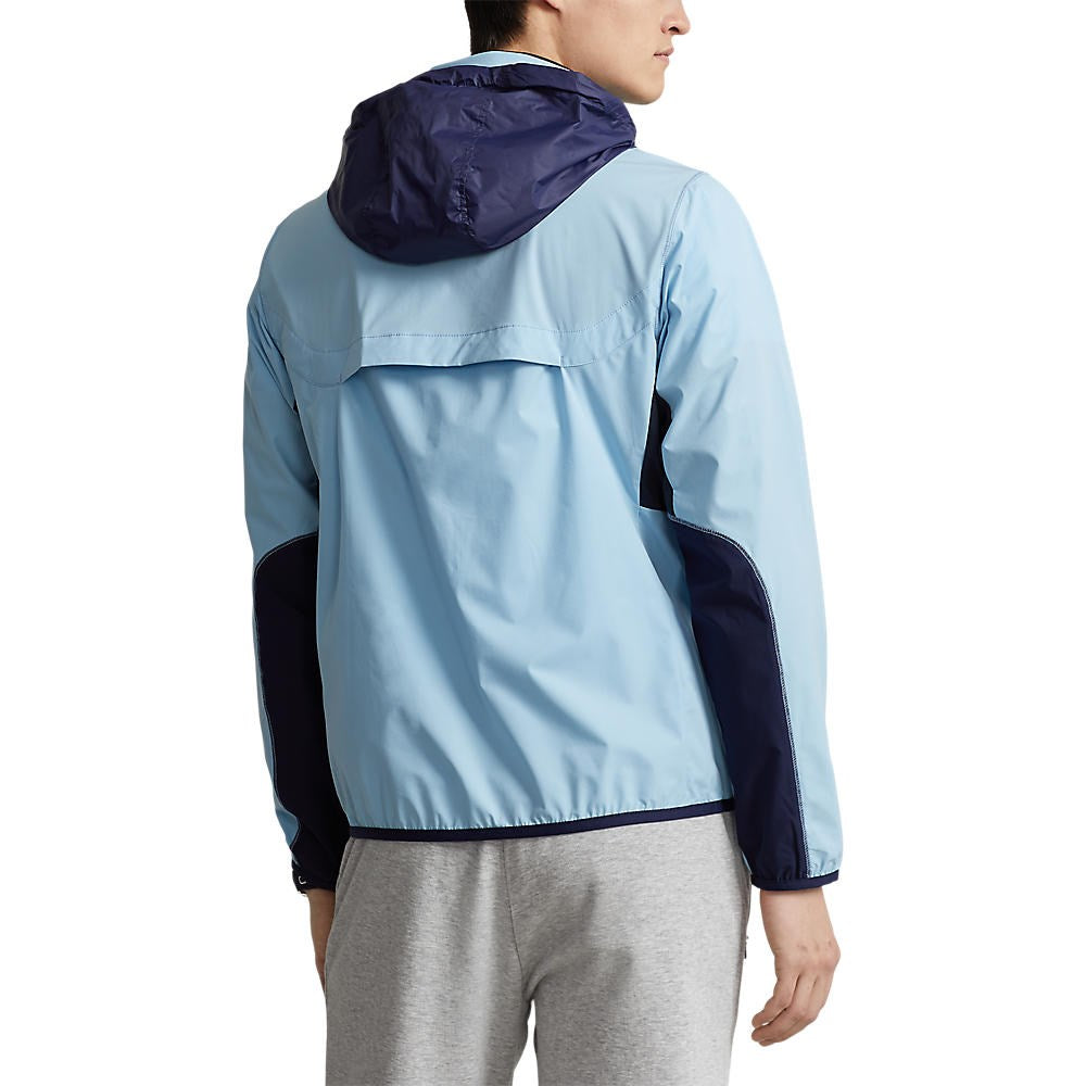 Polo Performance Ralph Lauren Packbares wasserabweisendes Kapuzengolfjacke - Puderblau