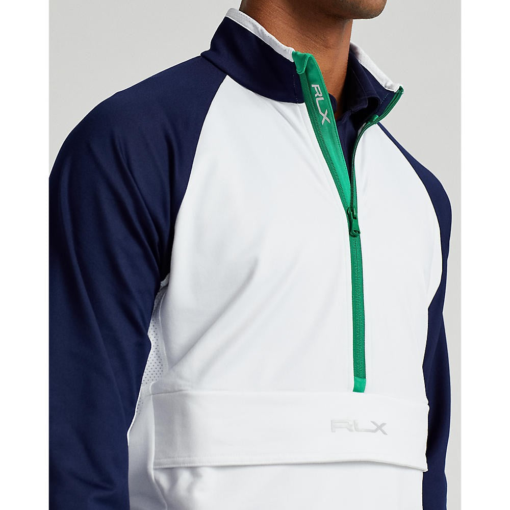 Rlx Ralph Lauren Stretch Jersey Halbzip Pullover - Pure White/French Marine