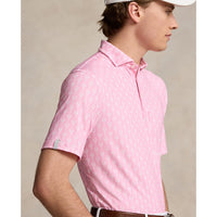 RLX Ralph Lauren bedrucktes leichter Luftstrom -Performance -Golfhemd - Flamingo Pink Clubs