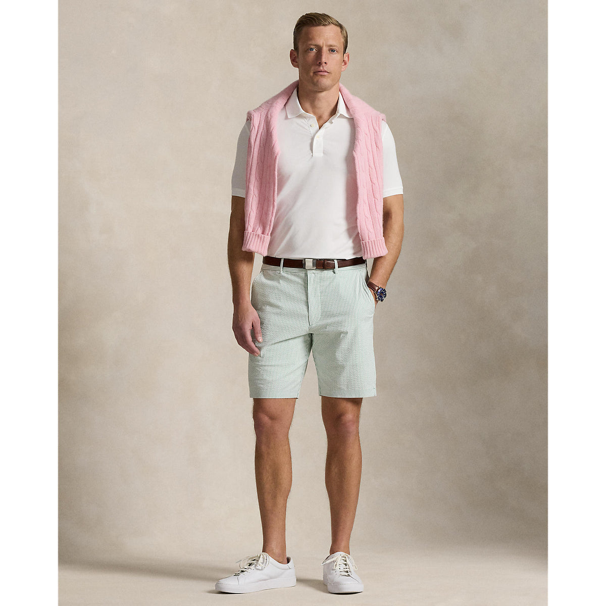 Rlx Ralph Lauren Leichtes Luftstrom -Golfpolo -Hemd - Keramik weiß