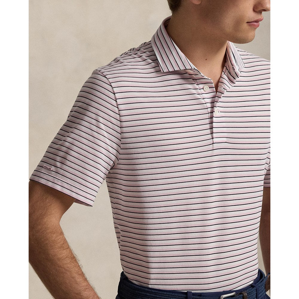 Rlx Ralph Lauren Stripe Tour Pique Golf Polo -Hemd - Garten Pink Multi