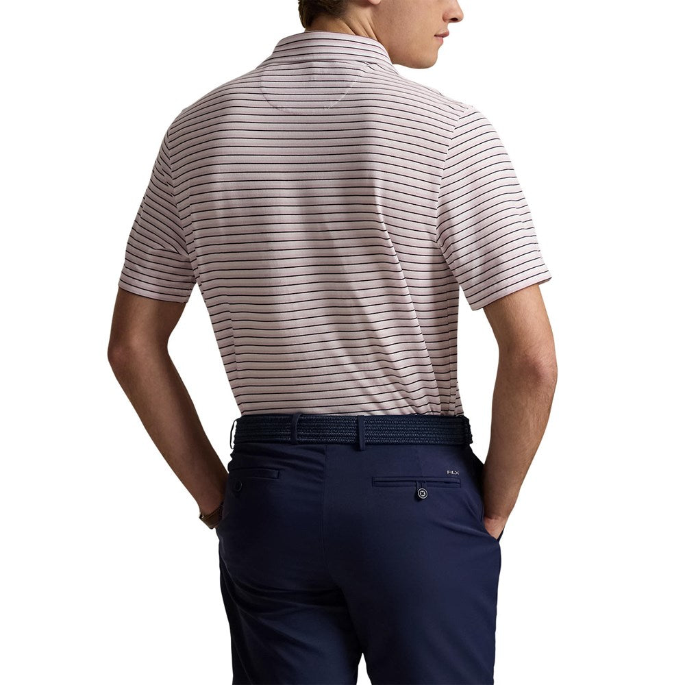 Rlx Ralph Lauren Stripe Tour Pique Golf Polo -Hemd - Garten Pink Multi