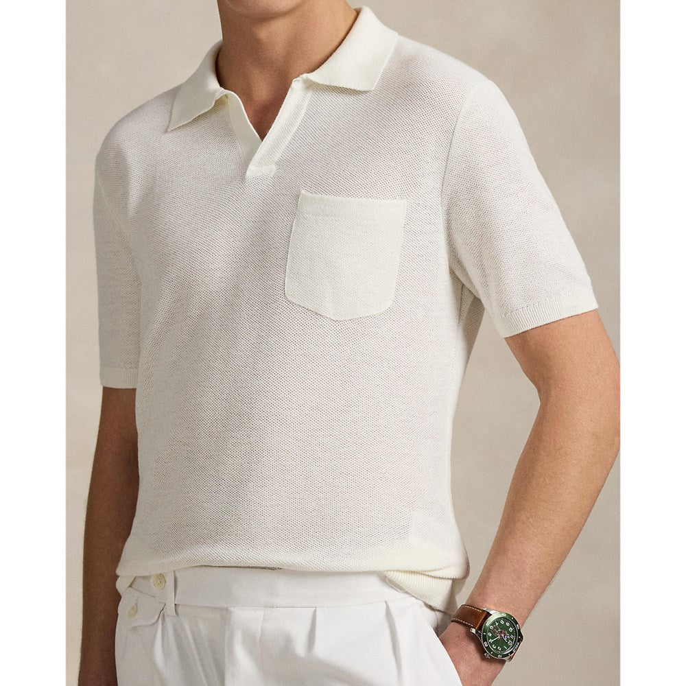 Rlx Ralph Lauren Baumwoll Coolmax Strick -Golf Polo -Hemd - Weißer Splash