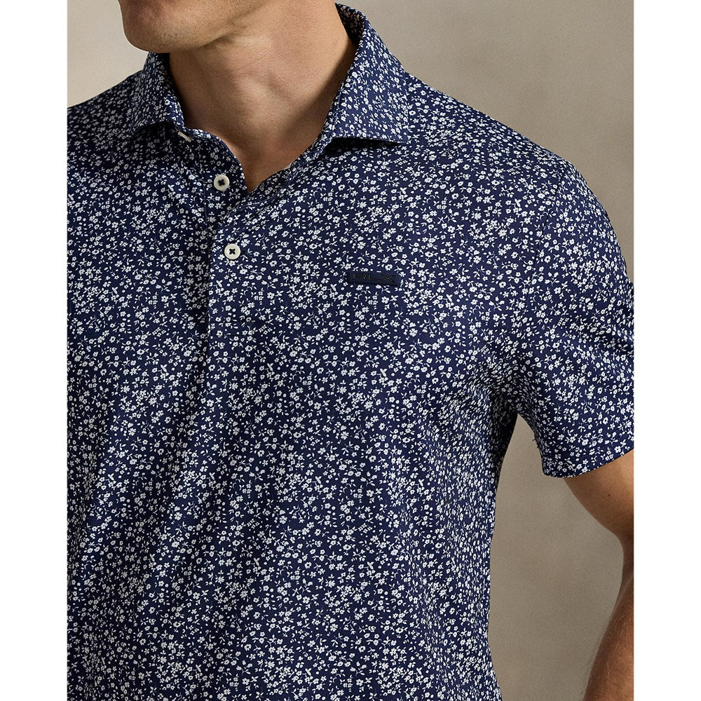 RLX Ralph Lauren bedrucktes leichter Luftstrom -Golfpolo -Hemd - Micro Toss Blumenraffinierte Marine