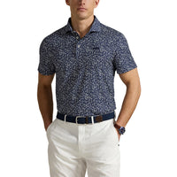 RLX Ralph Lauren bedrucktes leichter Luftstrom -Golfpolo -Hemd - Micro Toss Blumenraffinierte Marine