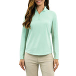 IBKUL Solides Langarmshirt mit Stehkragen und Reißverschluss für Damen – Schwarz
