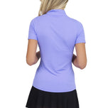 Ibkul Damen Kurzärmel Zip Mock Hals Polo - Lavendel