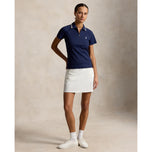 RLX Ralph Lauren 女式弹力主动缆绳拉链高尔夫 Polo 衫 - 精致海军蓝/陶瓷白