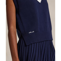 Rlx Ralph Lauren Frauen Baumwolle gegen Halshülsen und raffinierte Marine/Keramik Weiß