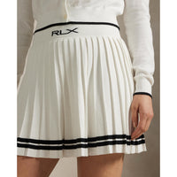 Rlx Ralph Lauren Frauen Falten -Strick -Golfrock - Weißer Splash/Polo Schwarz