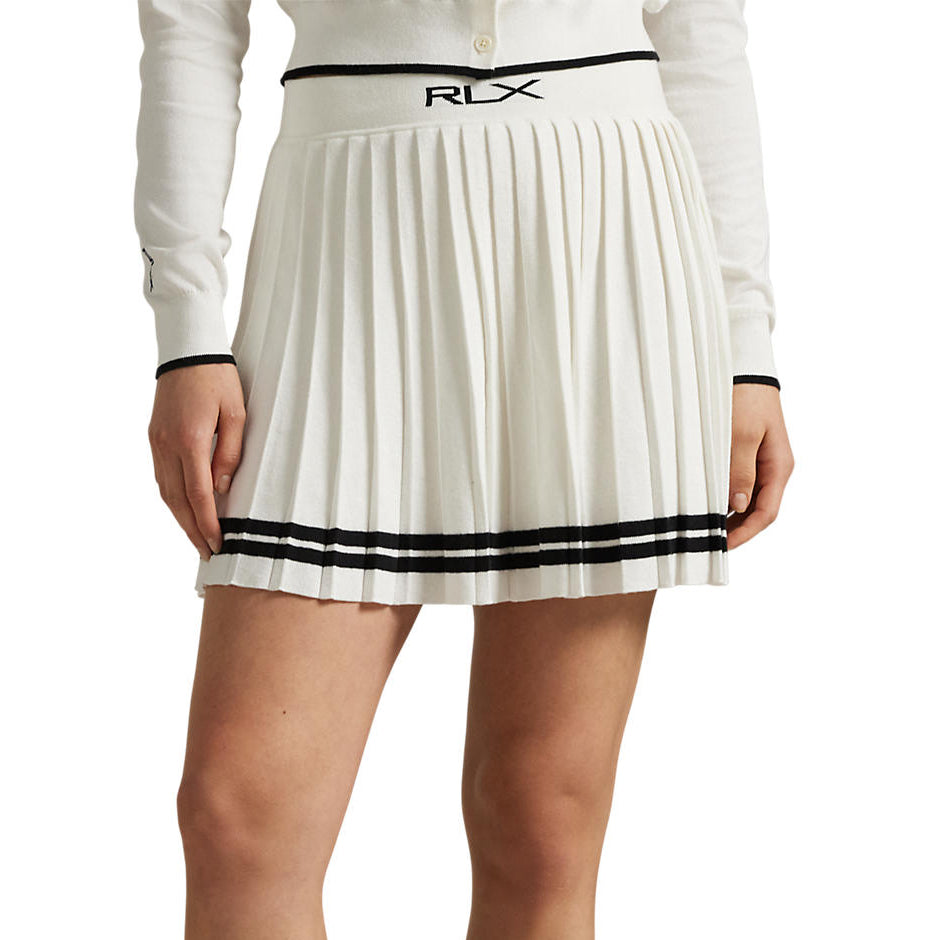 Rlx Ralph Lauren Frauen Falten -Strick -Golfrock - Weißer Splash/Polo Schwarz