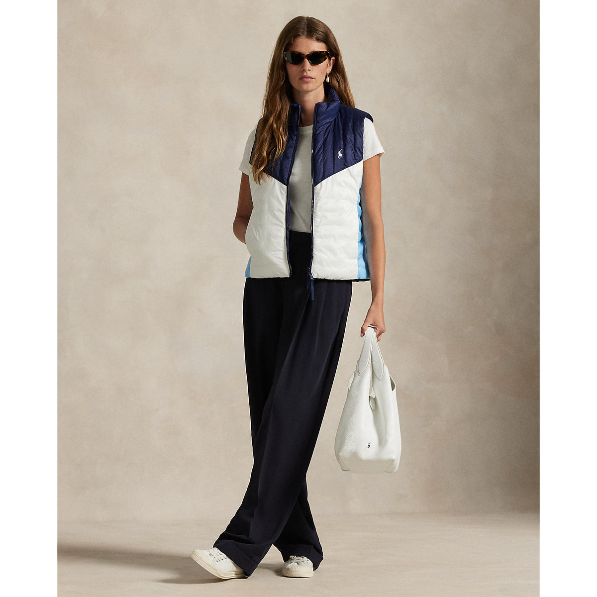 RLX Ralph Lauren Damen Reversible gesteppte Ripstop -Weste - Keramik weiß/raffinierte Marine