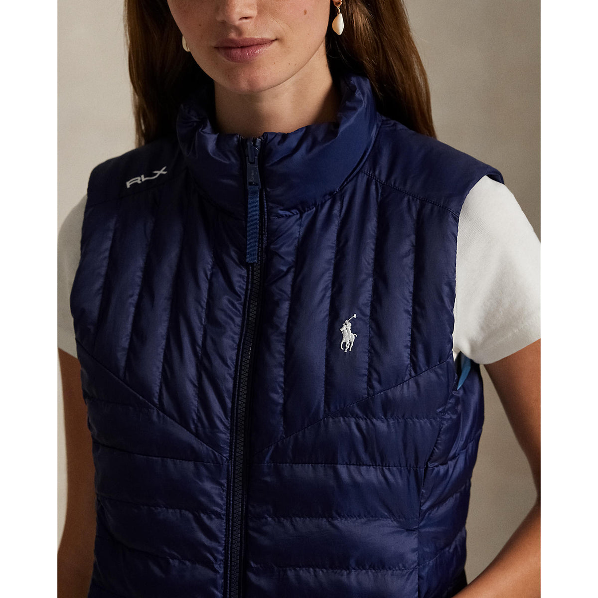 RLX Ralph Lauren Damen Reversible gesteppte Ripstop -Weste - Keramik weiß/raffinierte Marine