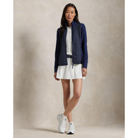 RLX Ralph Lauren Frauen coole Wollhybrid -Leistung Vollzip -Jacke - Raffinierte Marine -Polka Punkt
