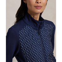 RLX Ralph Lauren Frauen coole Wollhybrid -Leistung Vollzip -Jacke - Raffinierte Marine -Polka Punkt