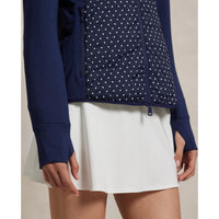 RLX Ralph Lauren Frauen coole Wollhybrid -Leistung Vollzip -Jacke - Raffinierte Marine -Polka Punkt