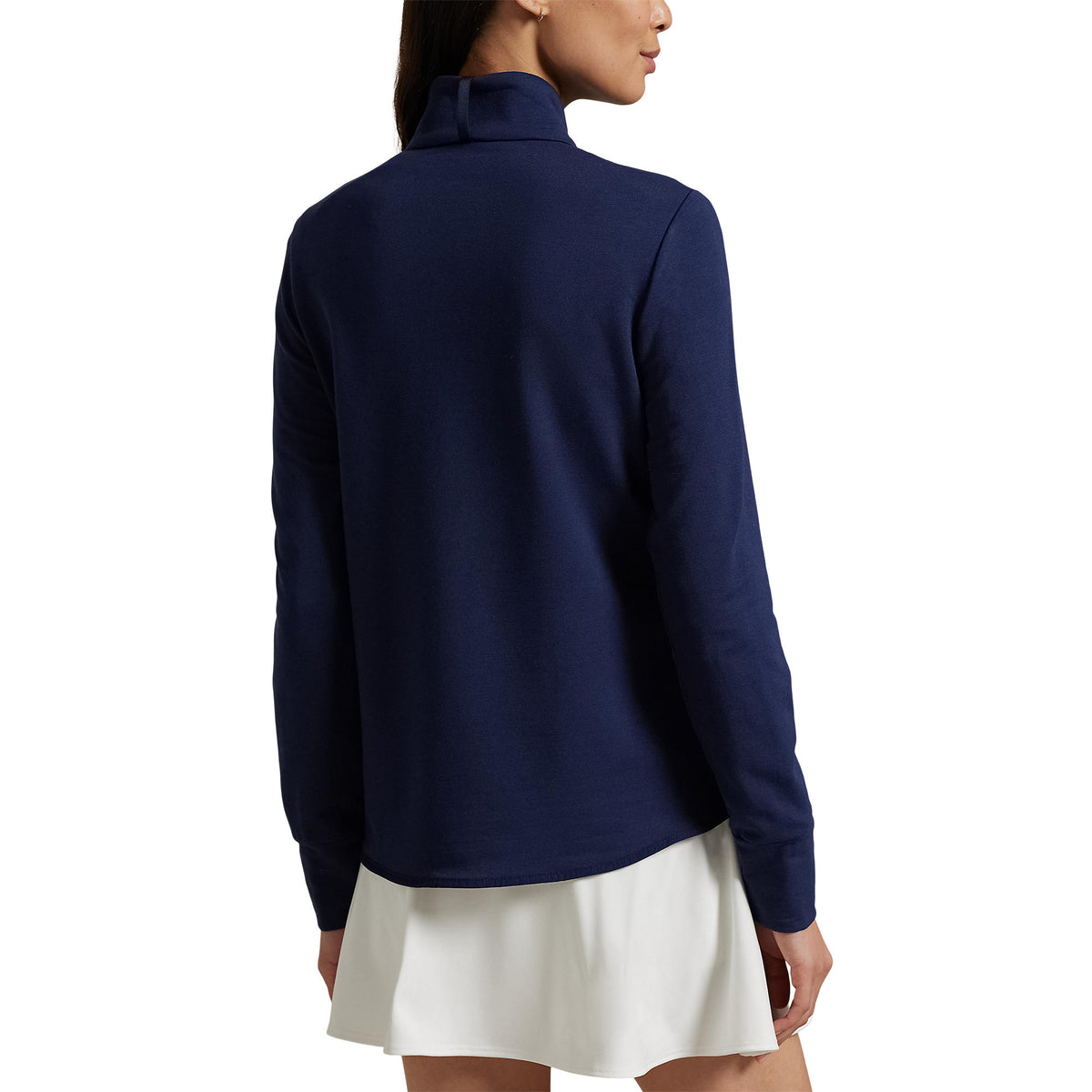 RLX Ralph Lauren Frauen coole Wollhybrid -Leistung Vollzip -Jacke - Raffinierte Marine -Polka Punkt