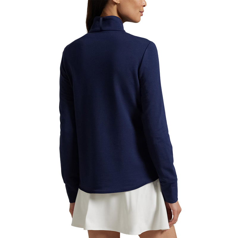 RLX Ralph Lauren Frauen coole Wollhybrid -Leistung Vollzip -Jacke - Raffinierte Marine -Polka Punkt