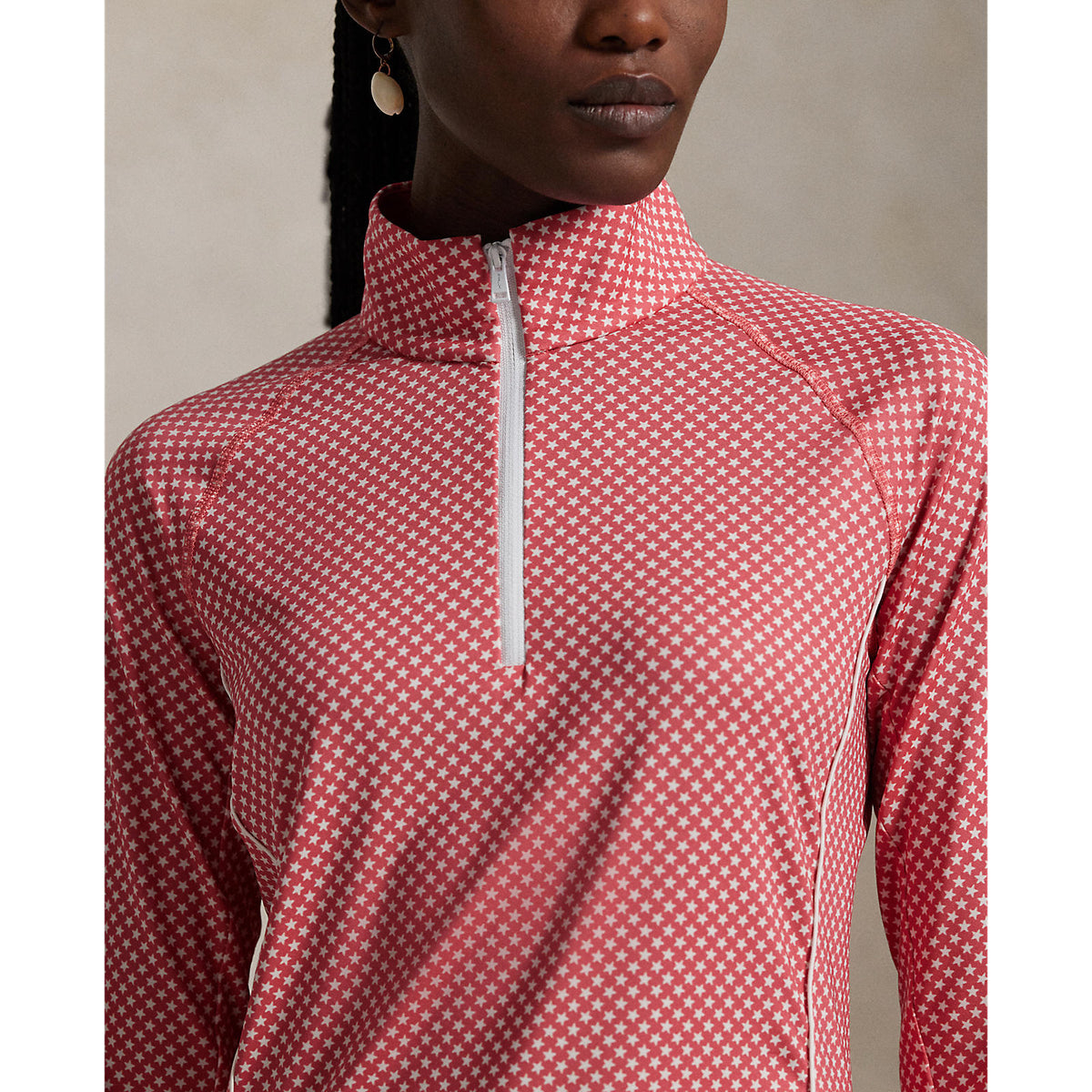Rlx Ralph Lauren gedruckter Luftstrom -Trikot UV 1/4 Reißverschluss - Red Sky Summer Stars