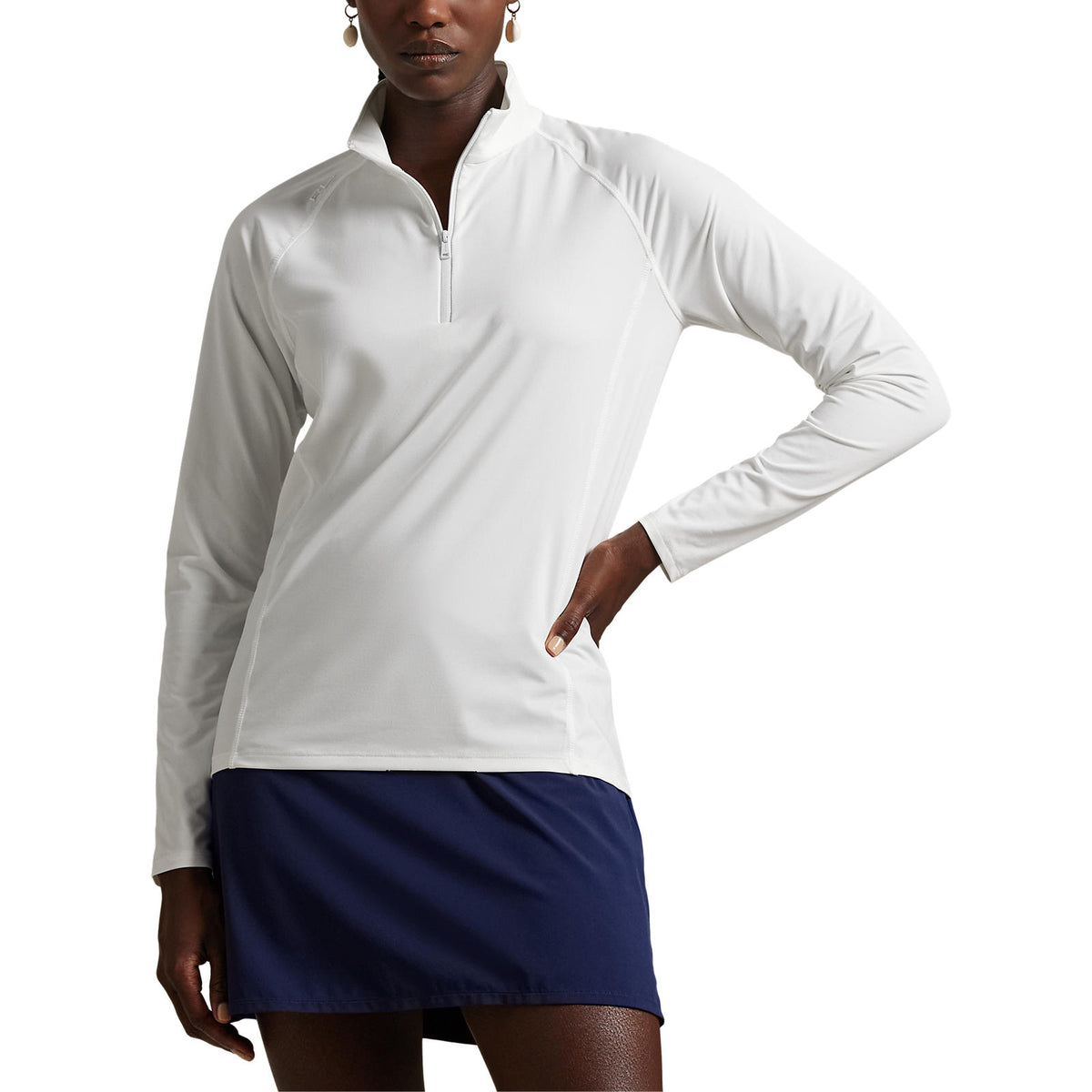 RLX Ralph Lauren Damenstretch -Trikot -Viertel -Zip -Pullover - Keramik Weiß