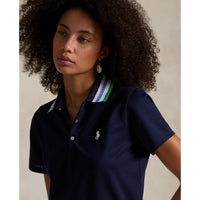 Rlx Ralph Lauren Frauen Tour Pique Strickkrieger Polo Golfhemd - Raffinierte Marine/Tiller Green Multi
