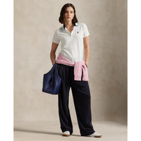RLX Ralph Lauren Women's Tour Pique Knit -Kriech -Polo -Golfhemd - Keramik weiß/raffiniertes Marine Multi