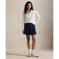 Rlx Ralph Lauren Women's Tour Pique Bär Langarm Polo - Keramik Weiß