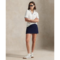 RLX Ralph Lauren Frauen gegen Nacken -Tour Pique Golf Polo -Hemd - Keramik weiß/raffiniertes Marine/Sutton Blau