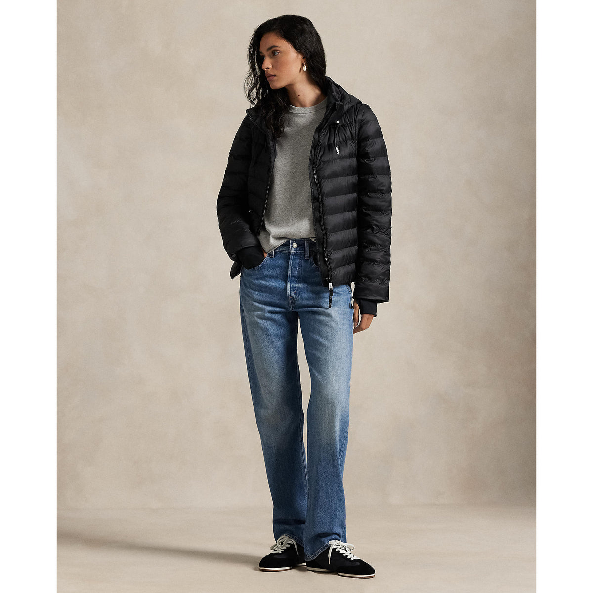 Rlx Ralph Lauren Damen Cabrio -Stülle Jacke - Polo Schwarz