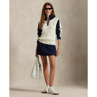 RLX Ralph Lauren Damen -Kabel -Strick -Halbzeißel Pullover - Antike weiße/raffinierte Marine