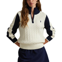 RLX Ralph Lauren Damen -Kabel -Strick -Halbzeißel Pullover - Antike weiße/raffinierte Marine