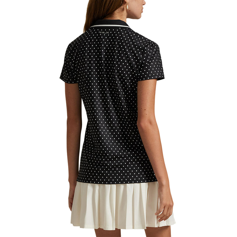 RLX Ralph Lauren Women's Printed Lightweight Airflow Golf Shirt - Polo Black Polka Dot