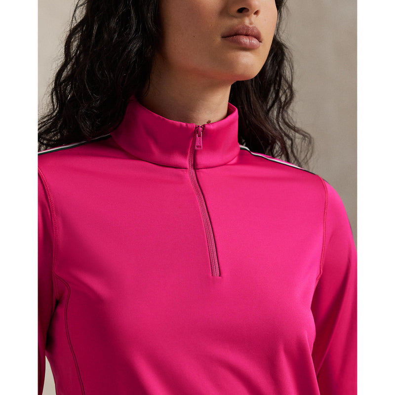 Rlx Ralph Lauren Frauen Power Stretch Halbzip Golfpullover - Currant/Keramik Weiß/Jägergrün