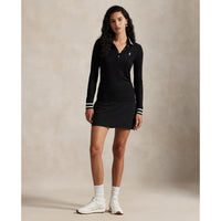 Rlx Ralph Lauren Frauenrippenstrick Langarm Golfhemd - Polo Schwarz