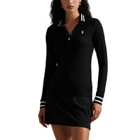 Rlx Ralph Lauren Frauenrippenstrick Langarm Golfhemd - Polo Schwarz