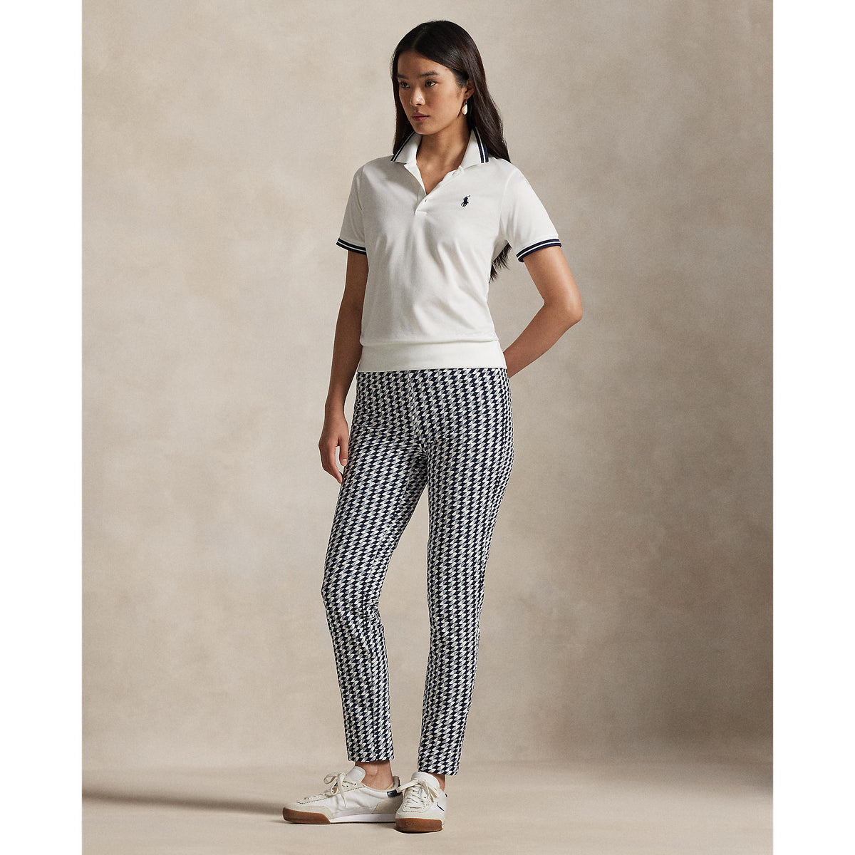 RLX Ralph Lauren Women's Tour Pique Golf Shirt - Ceramic White/Refined Navy