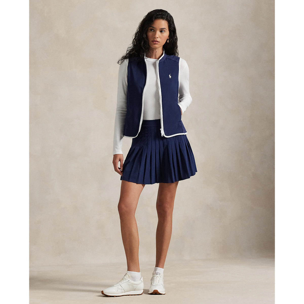 RLX Ralph Lauren Frauentechnologie Terry Golfweste - Raffinierte Marine/Keramik Weiß