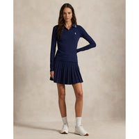 Rlx Ralph Lauren Damen Stretch Active Kabel Halbzip Pullover - Raffinierte Marine/Keramik weiße Multi