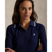 Rlx Ralph Lauren Damen Stretch Active Kabel Halbzip Pullover - Raffinierte Marine/Keramik weiße Multi