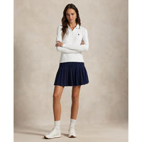 Rlx Ralph Lauren Damen Stretch Active Kabel Halbzip Pullover - Keramik weiß/raffinierte Marine Multi