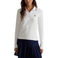 Rlx Ralph Lauren Damen Stretch Active Kabel Halbzip Pullover - Keramik weiß/raffinierte Marine Multi