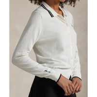 Rlx Ralph Lauren Frauen Baumwollmischung Strick -Strickjacke - Weißer Splash/Polo Schwarz