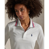 RLX Ralph Lauren Frauentour Pique Langarm -Polo -Hemd - Keramik weiß/Johannisorin