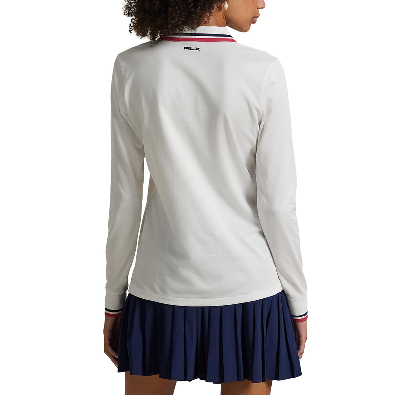 RLX Ralph Lauren Women's Tour Pique Long Sleeve Polo Shirt - Ceramic White/Currant