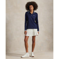 RLX Ralph Lauren Women's Tour Pique Langarm -Polo -Hemd - raffinierte Marine/Sutton Blau/Keramik Weiß