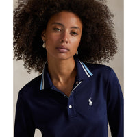 RLX Ralph Lauren Women's Tour Pique Langarm -Polo -Hemd - raffinierte Marine/Sutton Blau/Keramik Weiß
