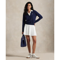 RLX Ralph Lauren Frauen aktives Kabelstrick A -Line Golf Skort - Keramik weiß/raffinierte Marine Multi
