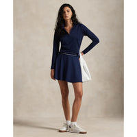 RLX Ralph Lauren Frauen aktives Kabelstrick A -Line Golf Skort - Raffinierte Marine/Keramik Weiß Multi